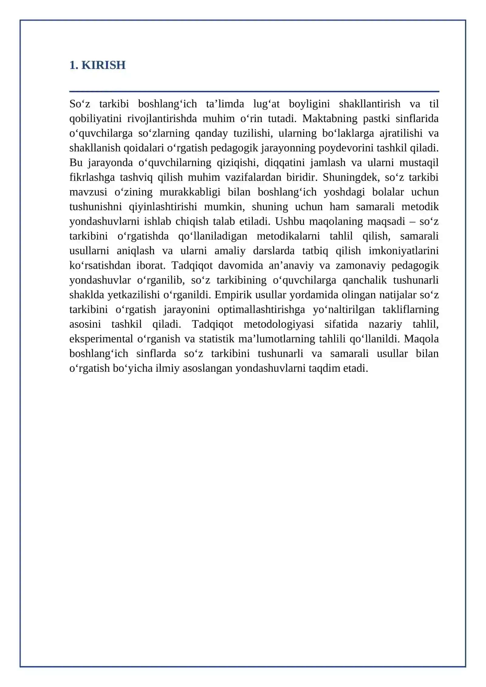Boshlang‘ich sinflarda “So‘z tarkibi” mavzusini o‘rgatish metodikasi 2