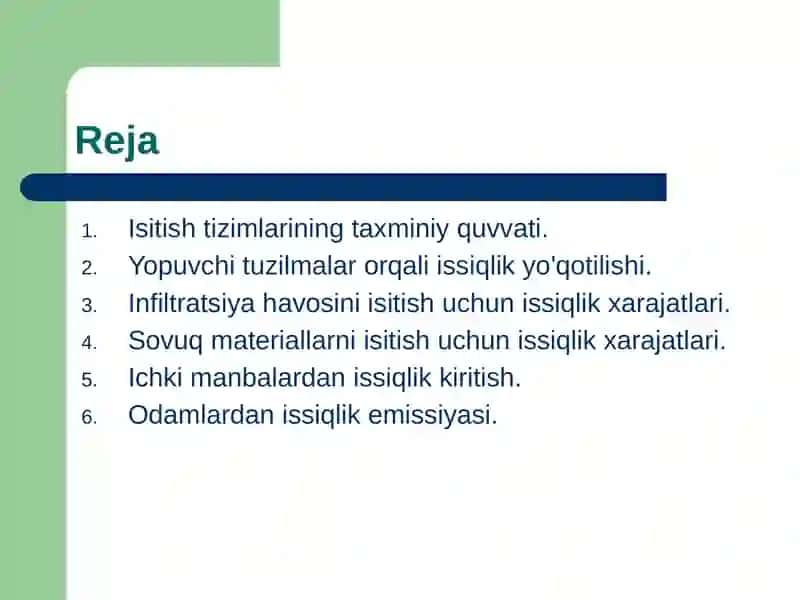 Binolarning issiqlik balansi 2