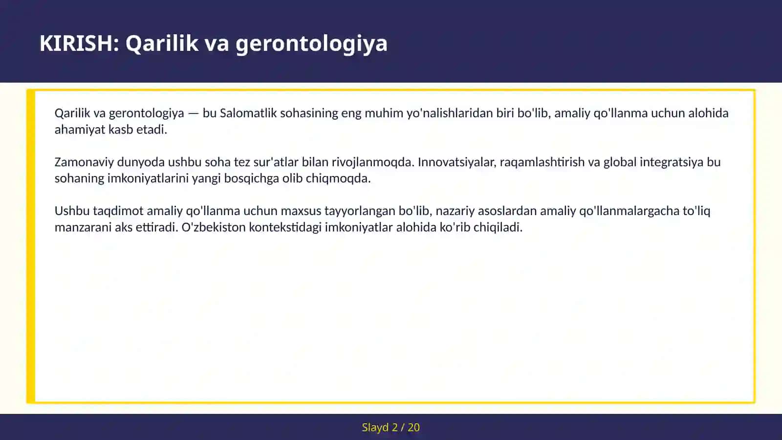 Sog'lom qarilik ilmi va amaliyoti — amaliy qo'llanma 2