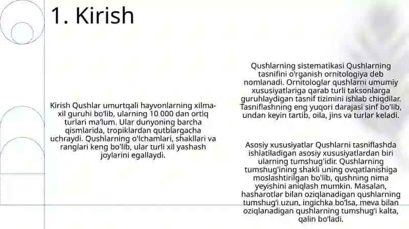 Qushlarning Sistematikasi 2