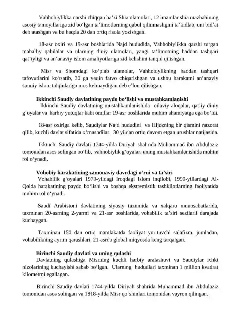 Vahhobiylik oqimining kelib chiqish tarixi 2