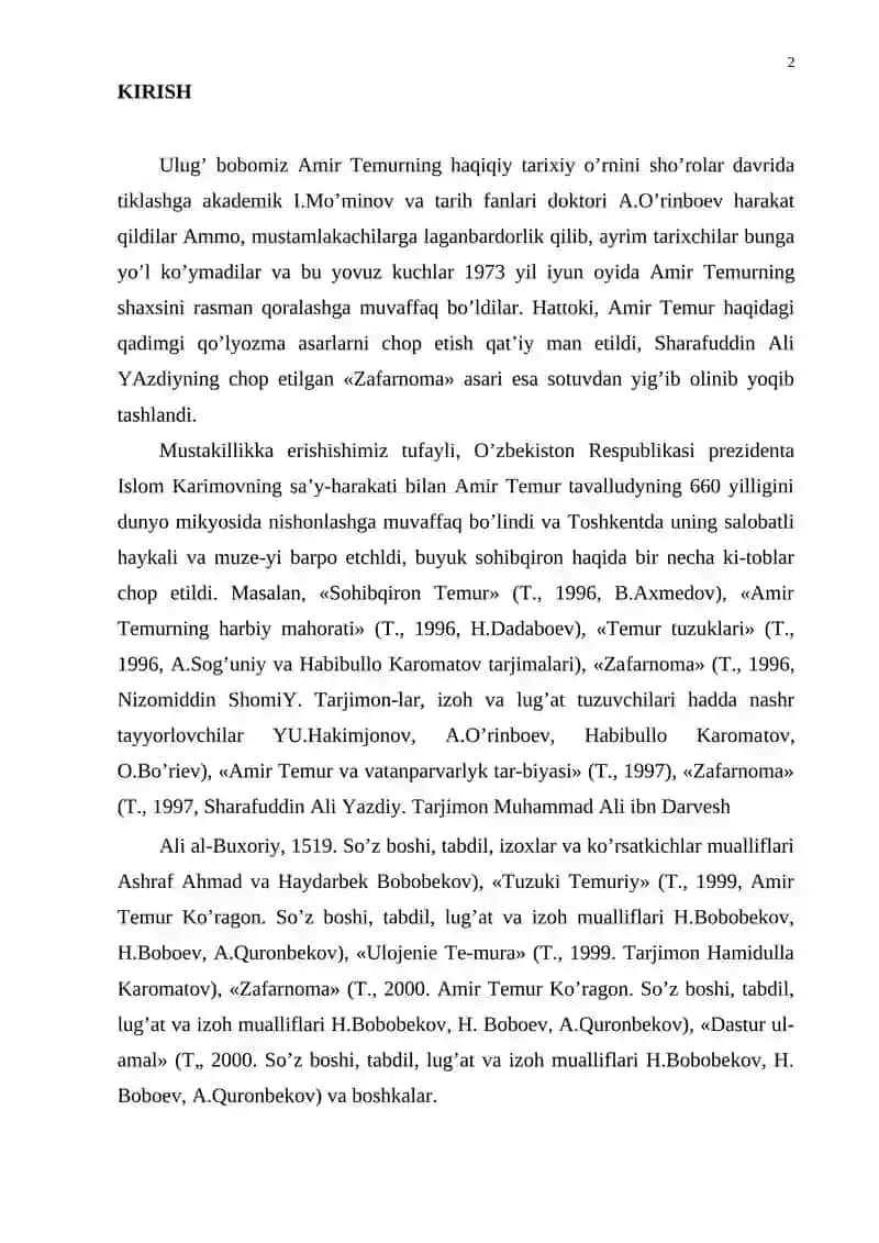 TURKISTONDA AMIR TEMUR HUKMRONLIGI DAVRI. 2