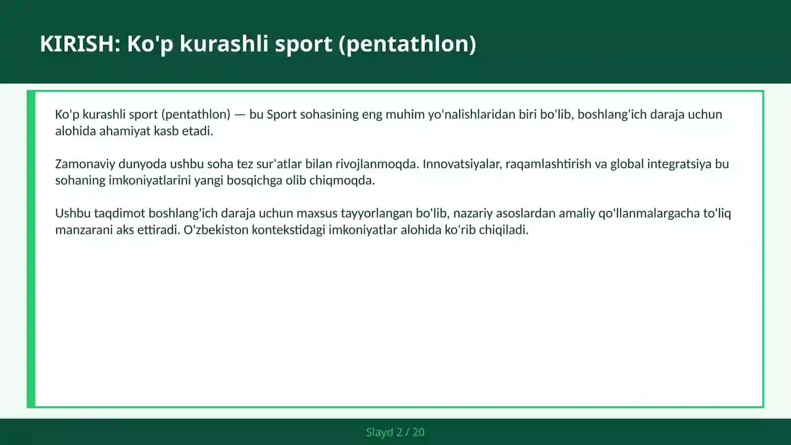 KO'P KURASHLI SPORT (PENTATHLON) 2