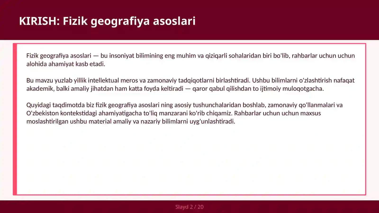 FIZIK GEOGRAFIYA ASOSLARI 2
