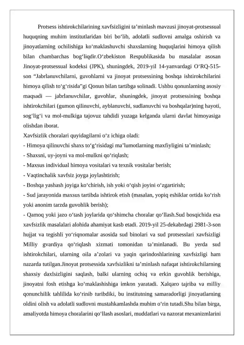 Protsess ishtirokchilarining xavfsizligini ta’minlash 2