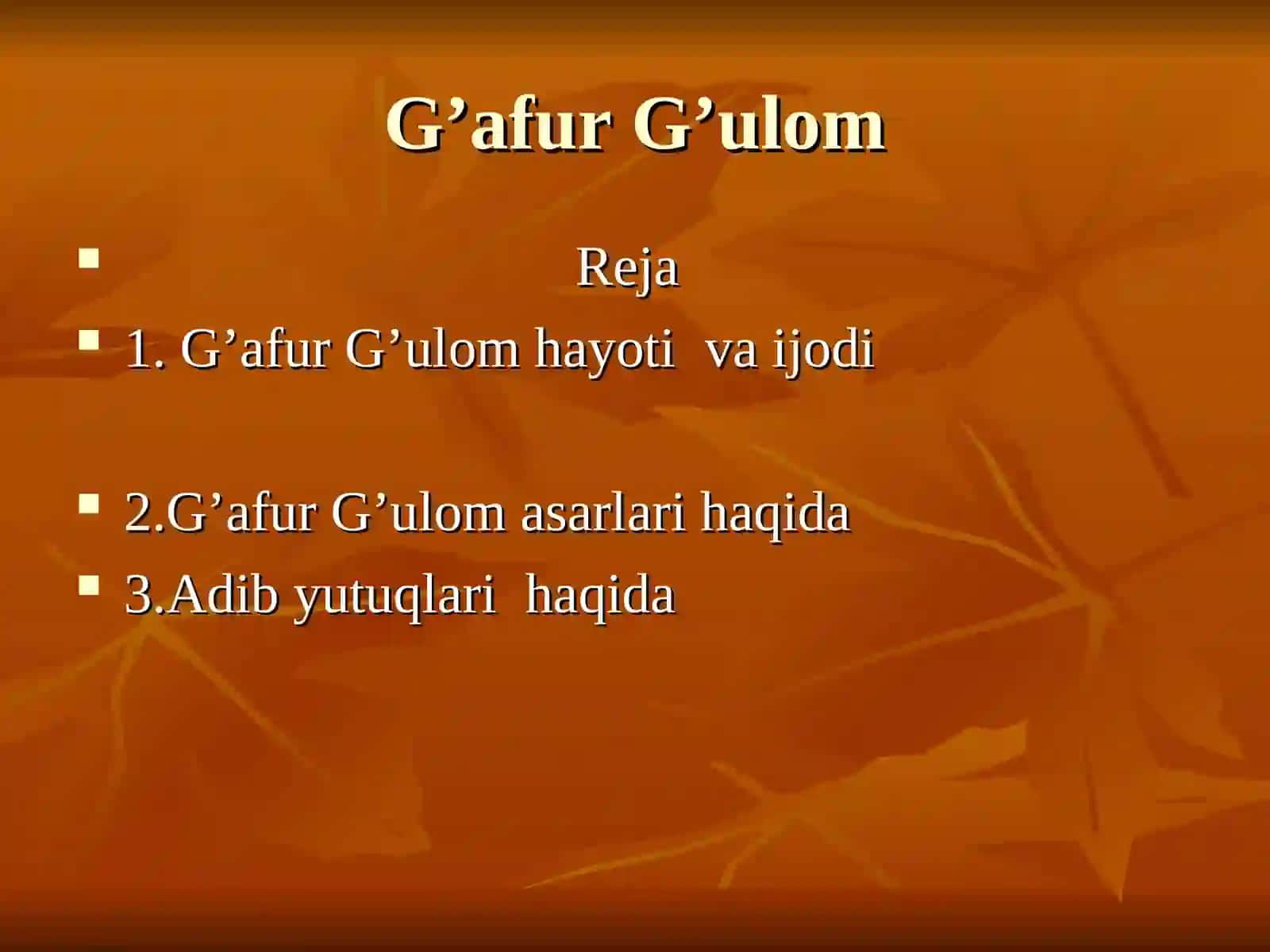 Abdiyeva Mohiraning G’ofur G’ulom Hayoti 2