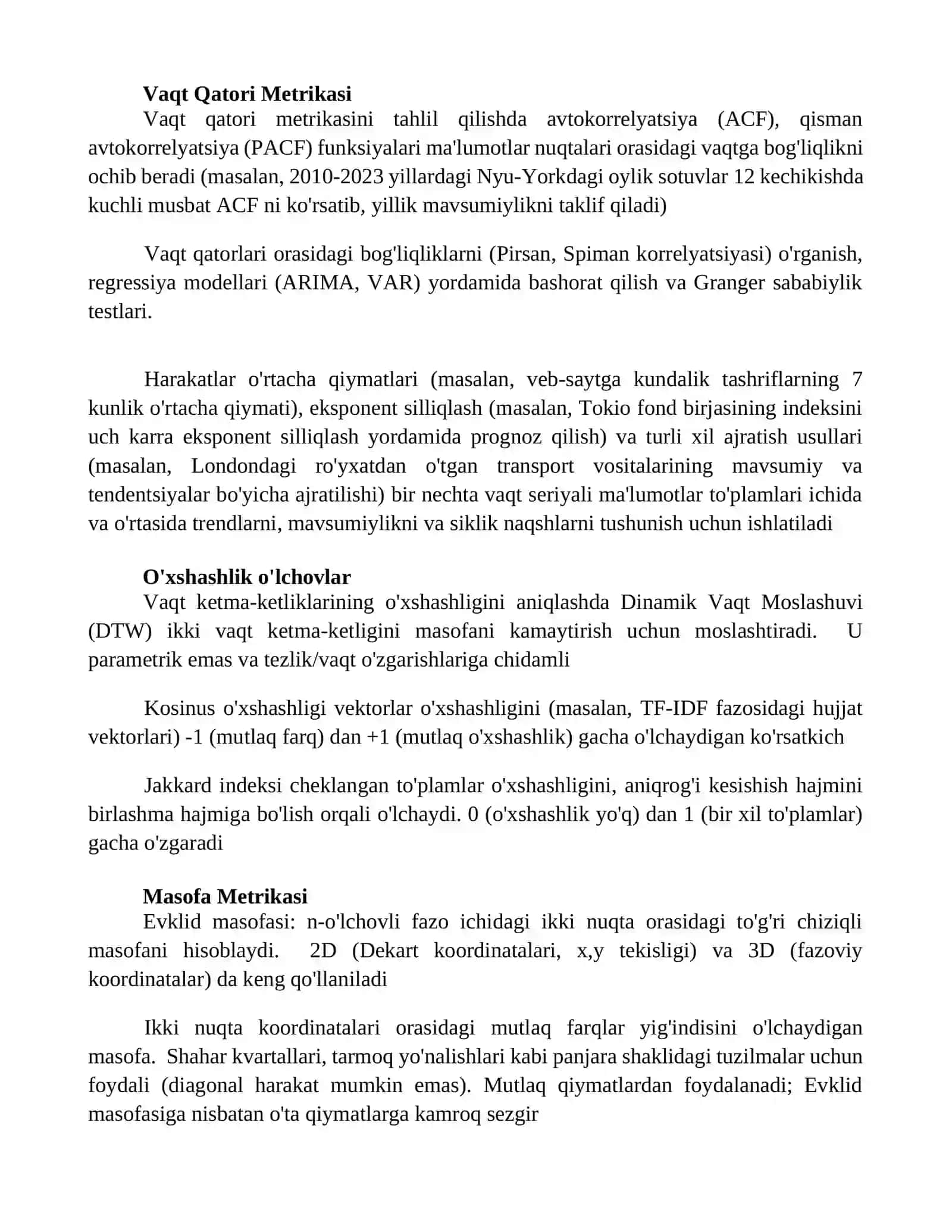 Metrik munosabatlar 2