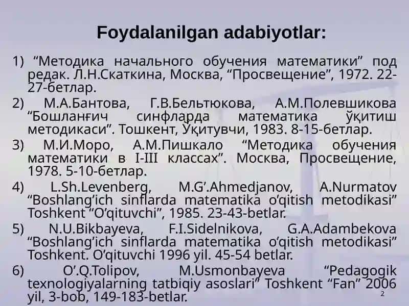 O’qitish metodlari va ularning tadbig’i 2