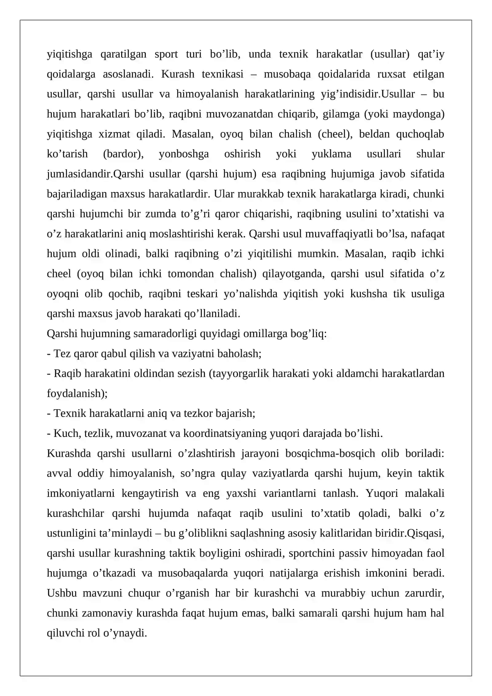 Kurashda texnik usullarga qarshi-usul qo’llash 2
