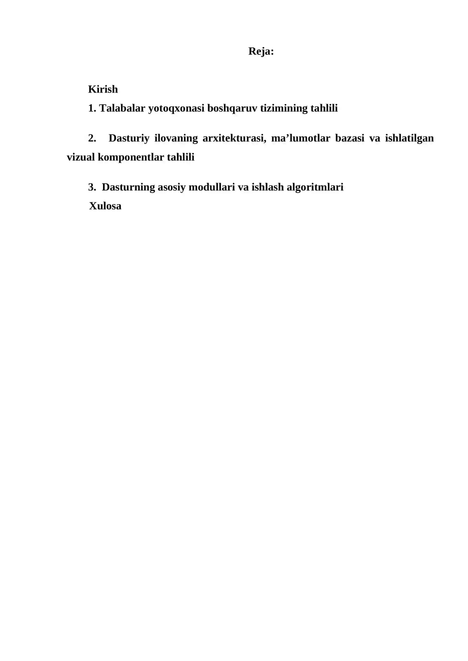 Visual Studio | Kurs ishi - TALABALR YOTOQXONASI JOYLASHUVI VA TO‘LOVLARINI BOSHQARISH DASTUR ILOVASINI YARATISH 2