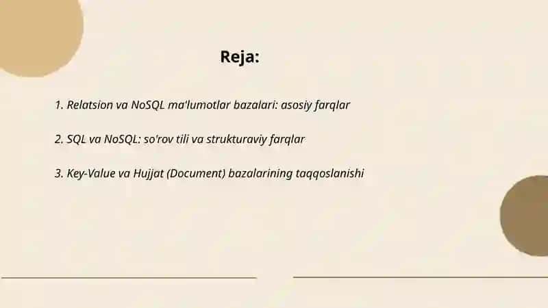 Ma'lumotlar bazasi turlari va ularning farqlari 2