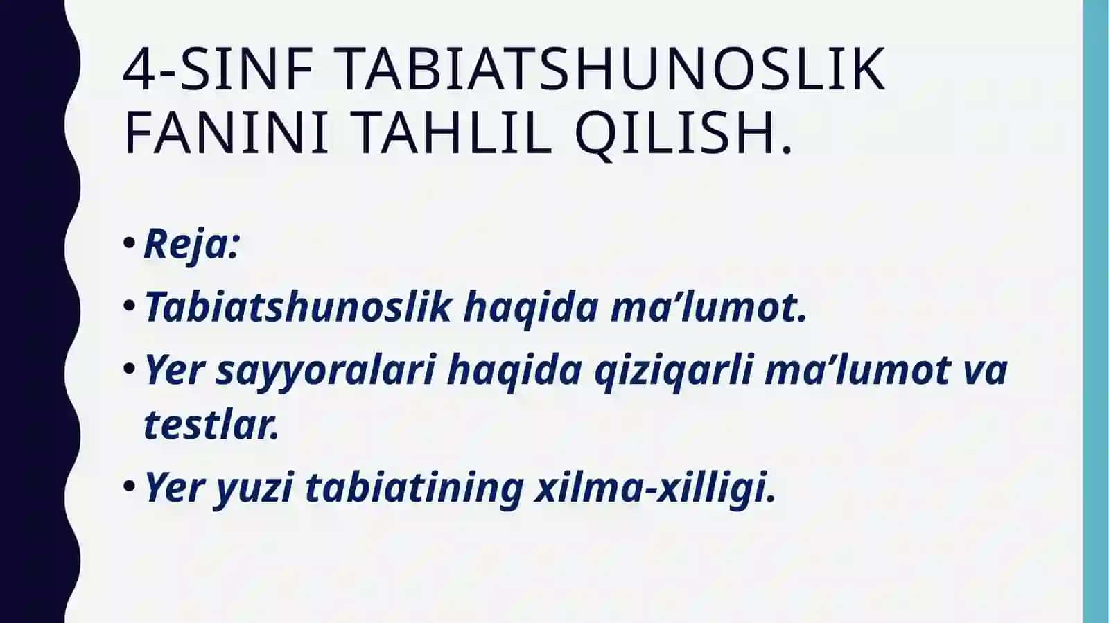 4- sinf tabiatshunoslik fanini tahlil qilish 2