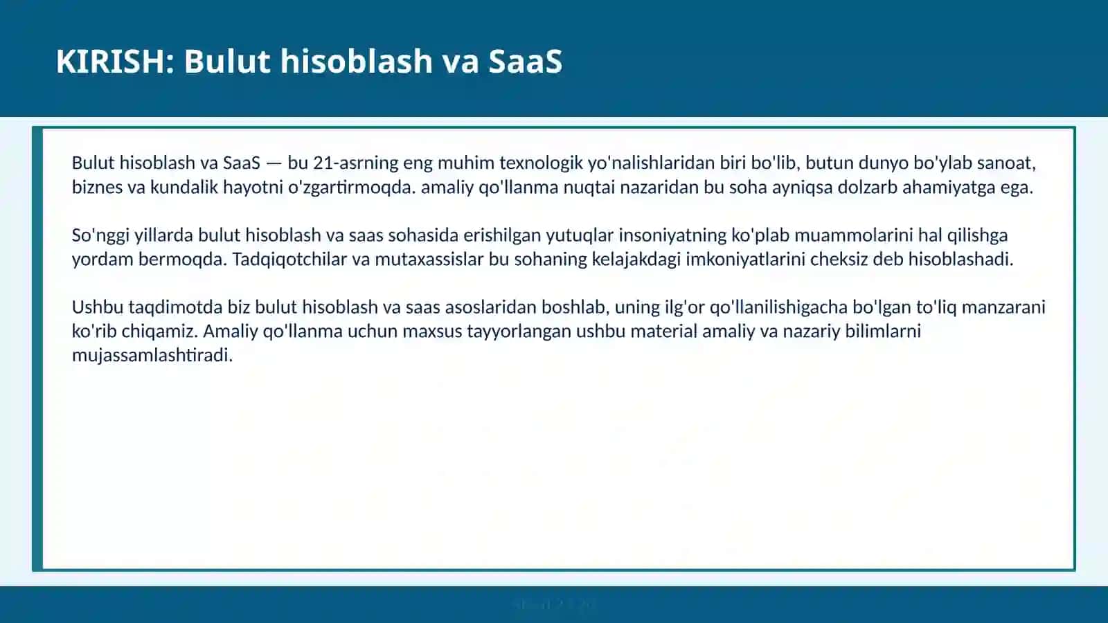 BULUT HISOBLASH VA SAAS 2