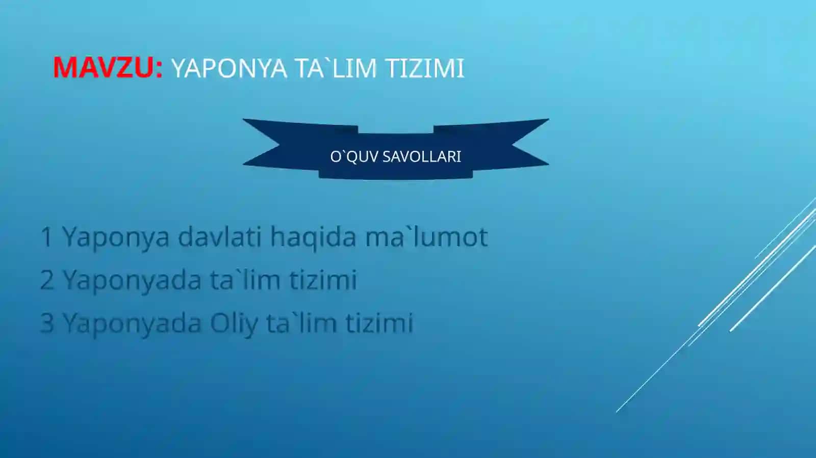 YAPONIYA TA`LIM TIZIMI 2