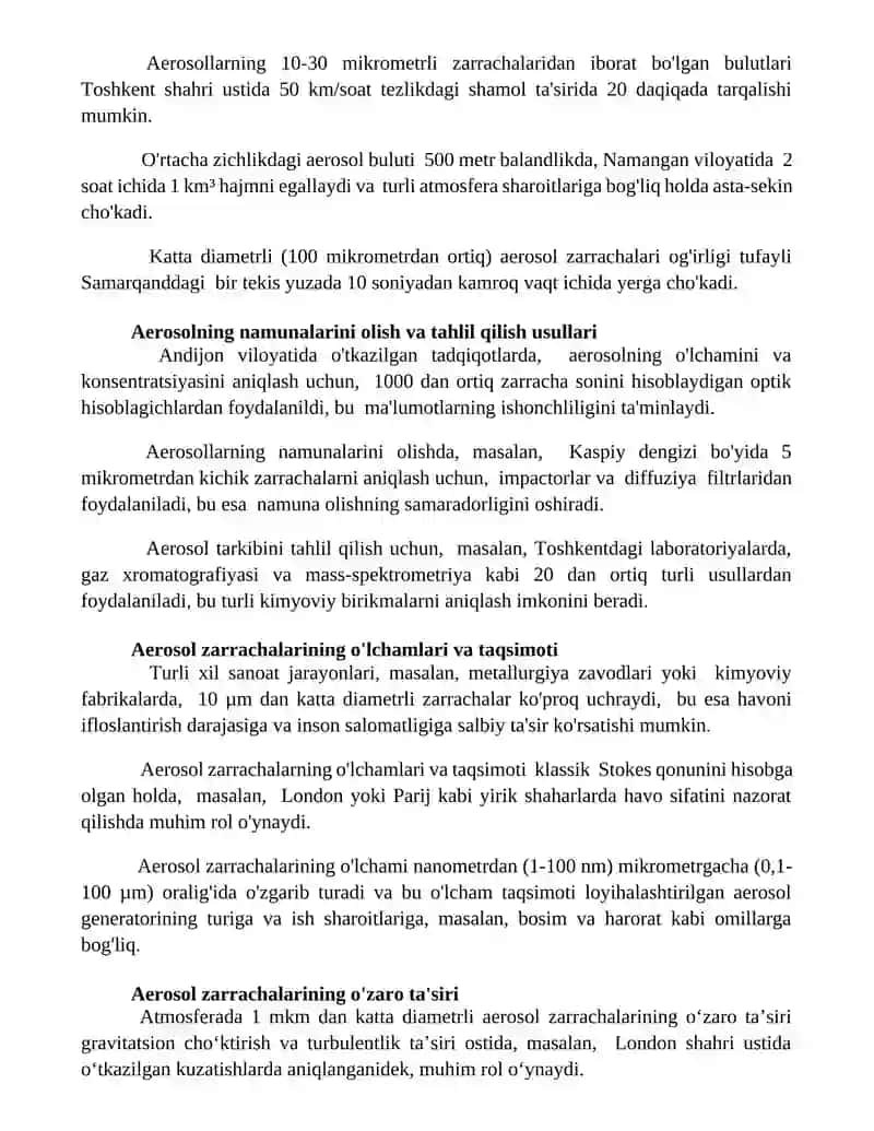 Aerosollar va ularni olinishi 2