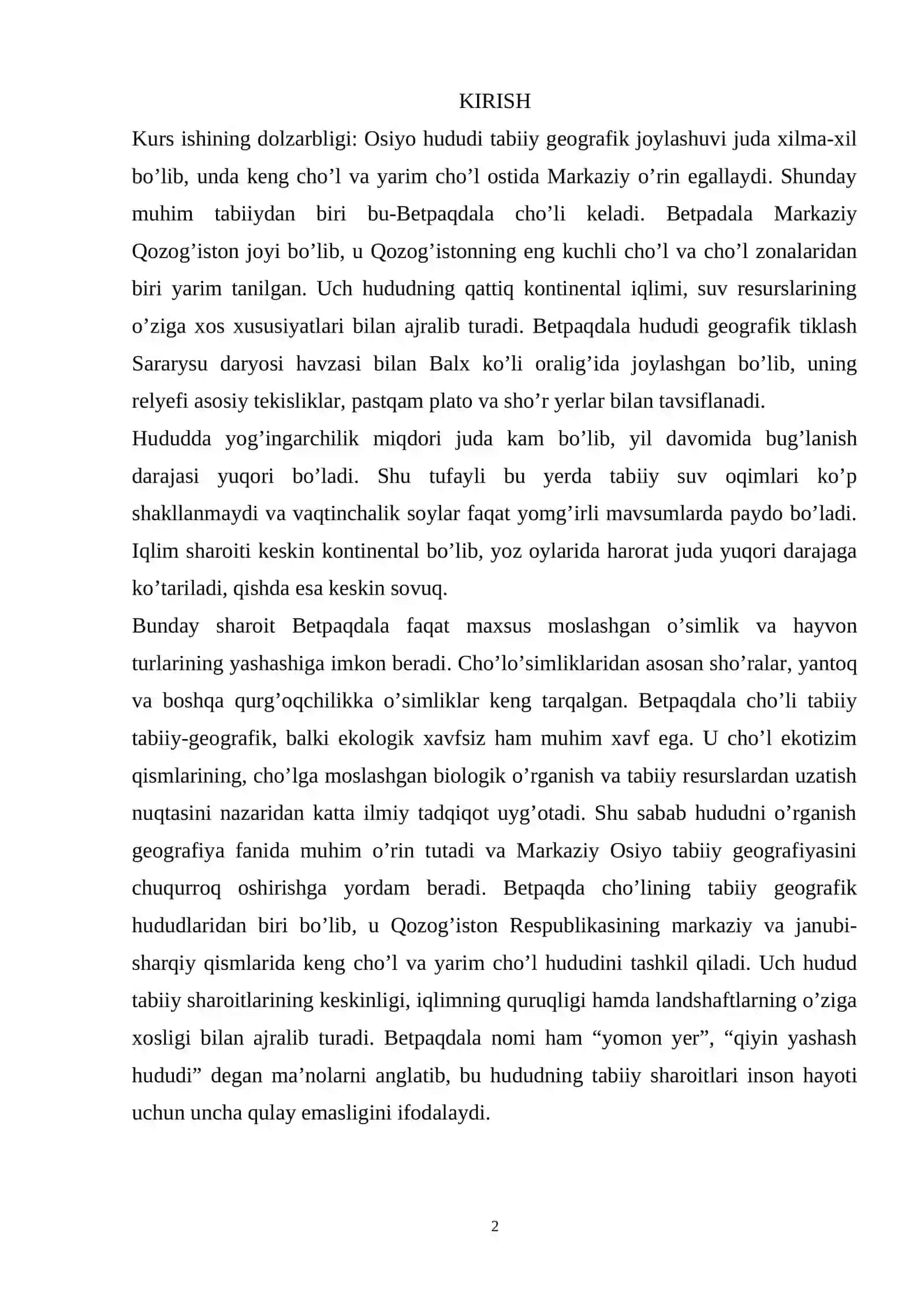 BETPAQ DALA CHO’LINING GEOGRAFIK O’RNI VA TABIIY SHAROITLARI 2