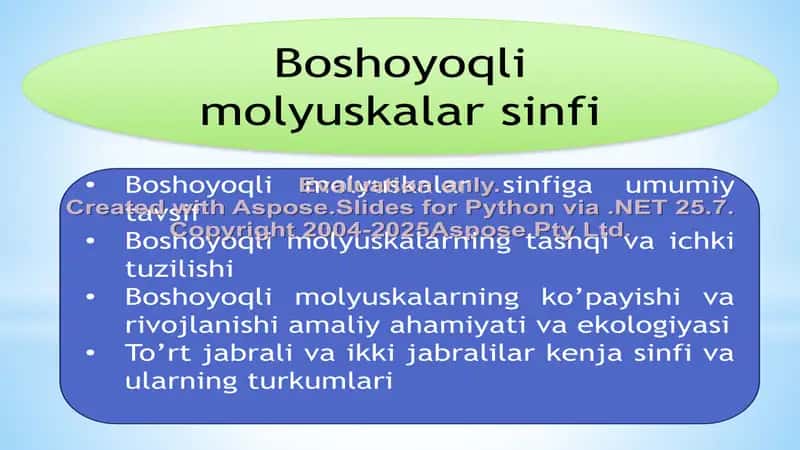 Boshoyoqli molyuskalar sinfi 2