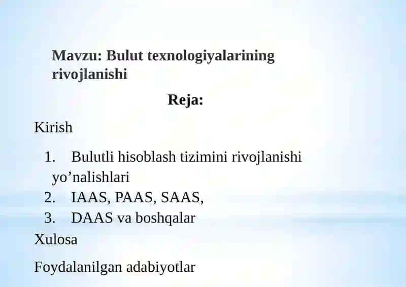 Bulut texnologiyalarining rivojlanishi 2