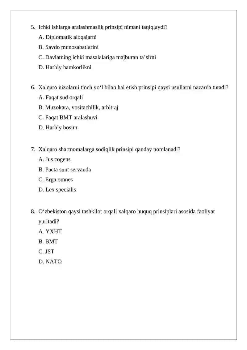 Xalqaro Huquqning Asosiy Prinsiplari 2