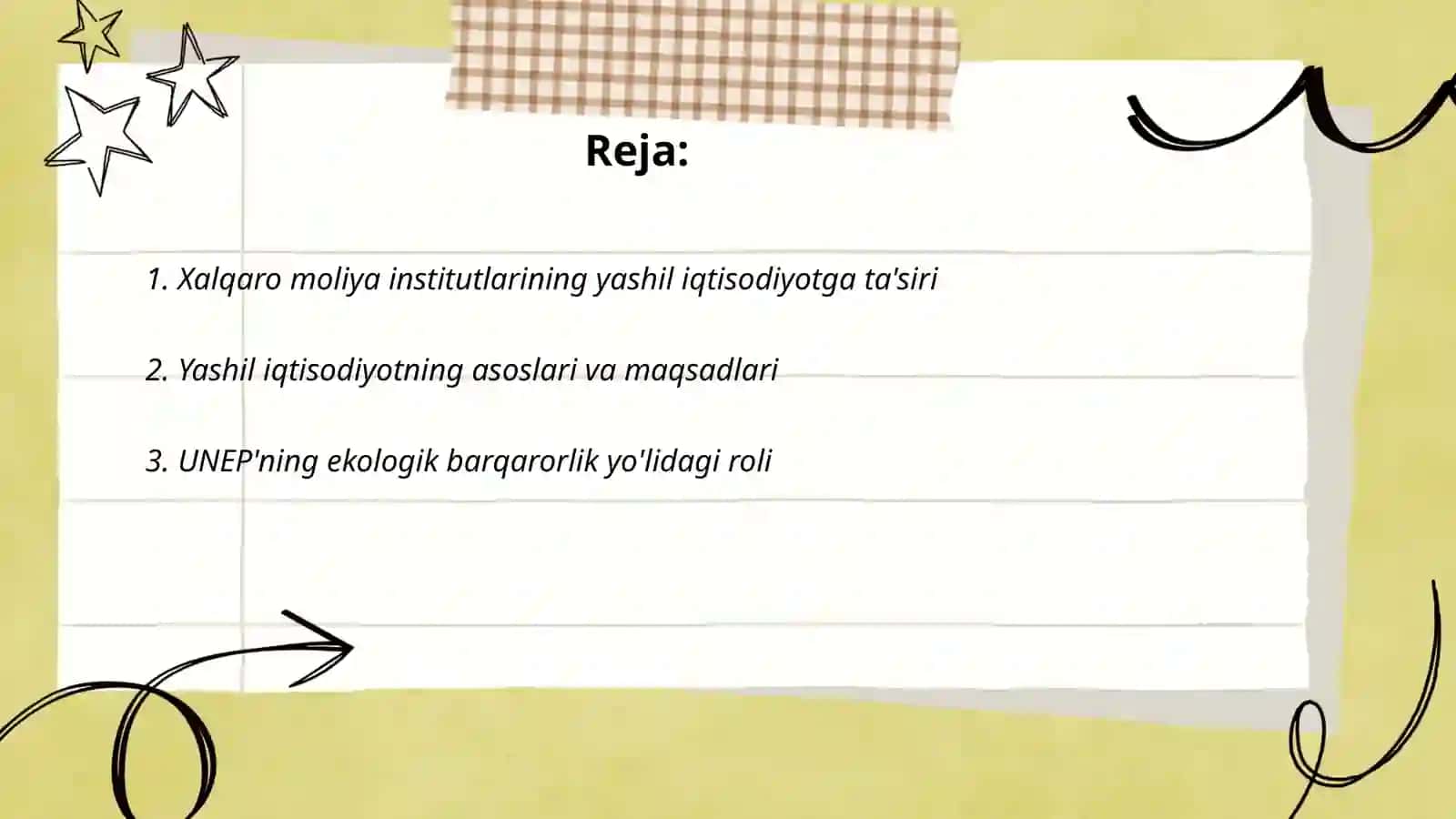 Yashil iqtisodiyotda xalqaro moliya institutlari (UNEP, WB, ADB) roli 2