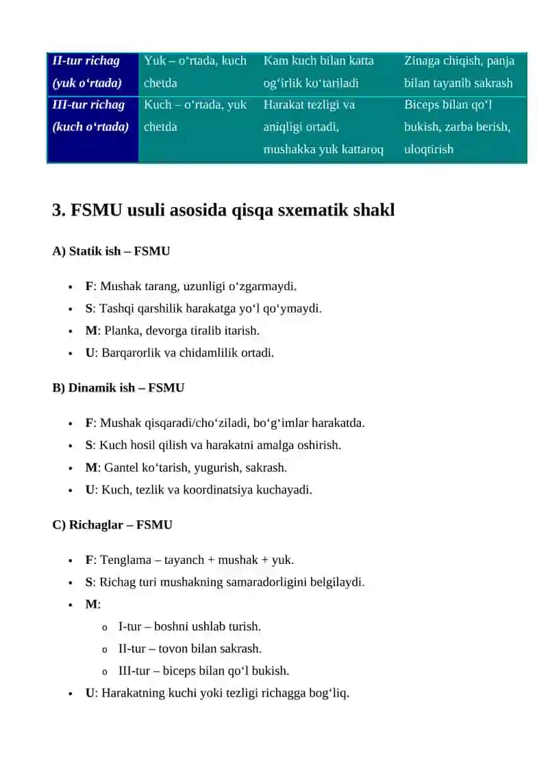 Muskullarning statik va dinamik holatlarda bajaradigan ish turlari 2