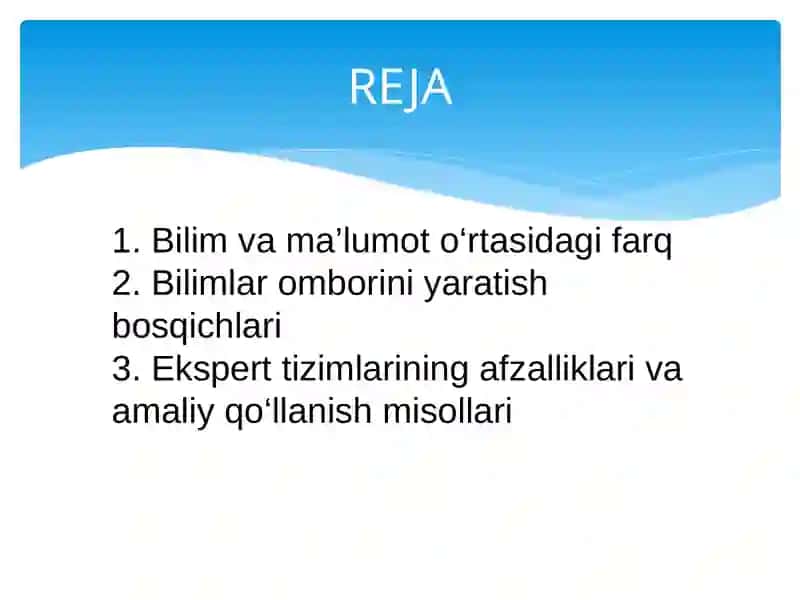 BILIM BILIMLAR OMBORI VA EKSPERT TIZIMLARI 2