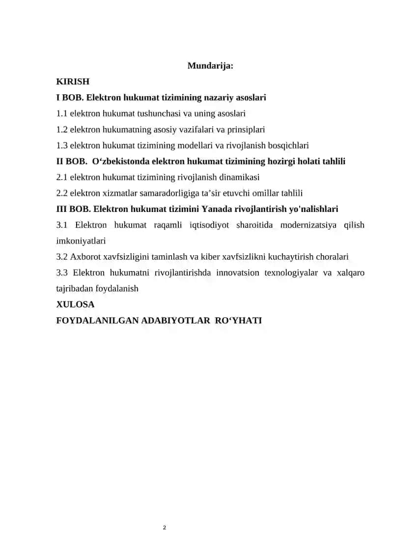 Elektron Hukumat Tizimi Rivojlantirish Yo'nalishlari 2