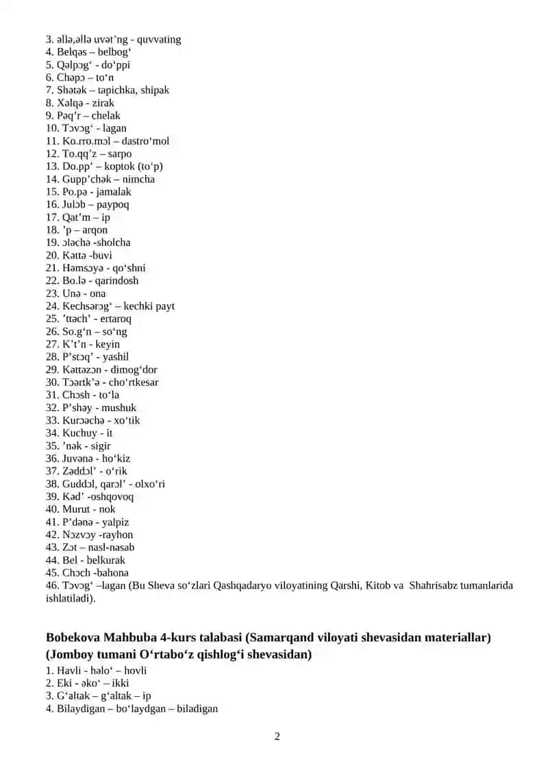O‘zbek dialektologiyasi 2