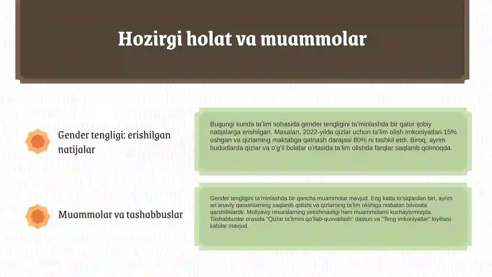 Gender tengligi taʼlim sohasida 2