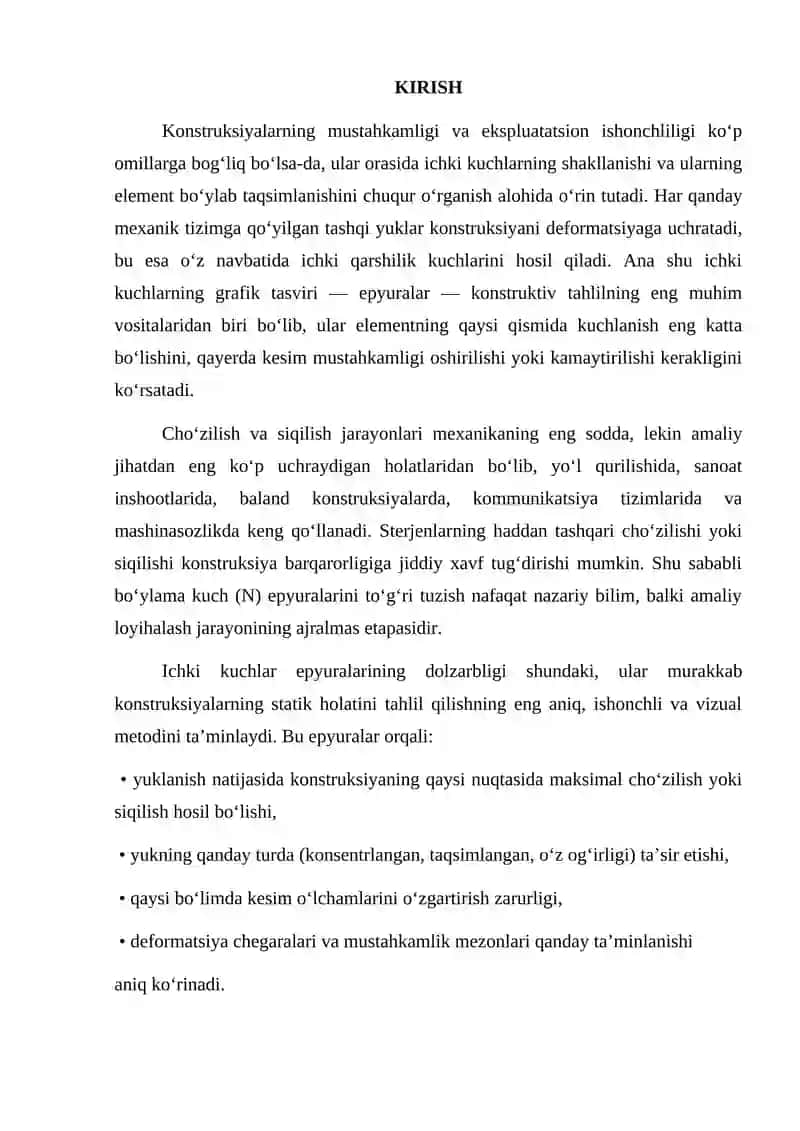 Ichki kuchlar epyuralarini qurish 2