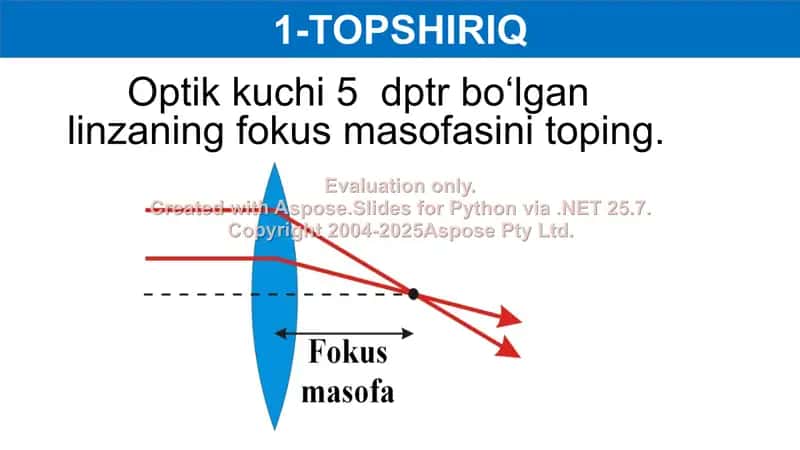 Optik kuchi fokus masofasi 2