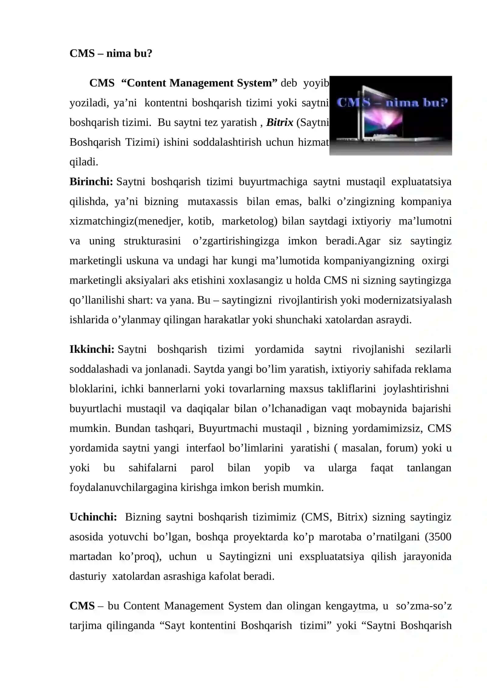 Yangiliklar sonini hisoblab chiqarish (Post Counter) va Kontentni boshqarish tizimlari (CMS) 2