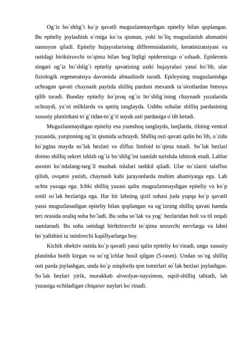 Og`iz bo`shlig`i a`zolarining tuzilishi 2