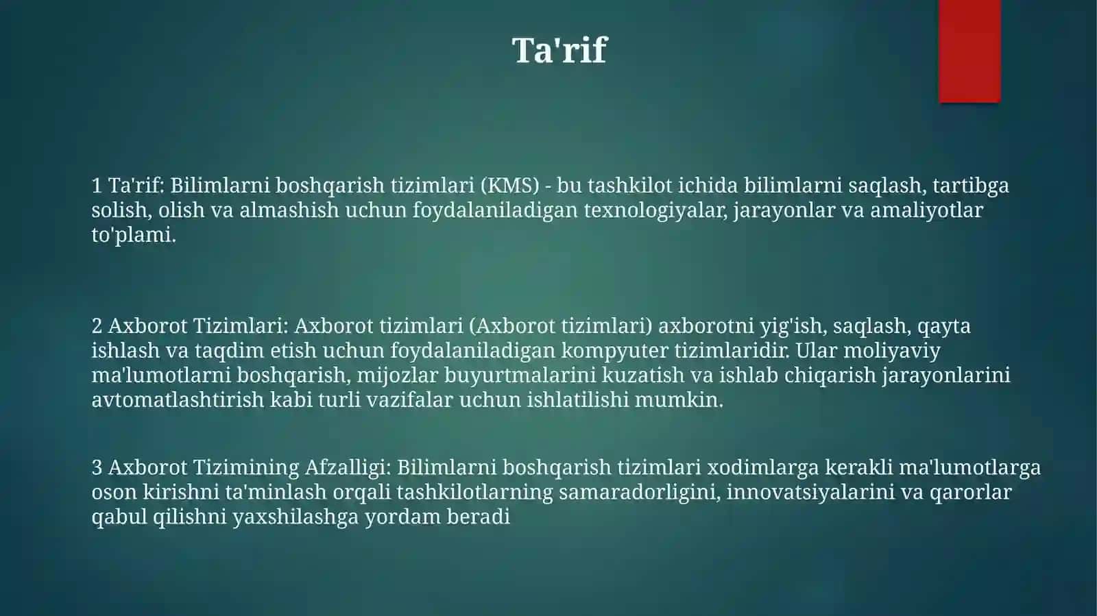 Axborot Tizimlari 2