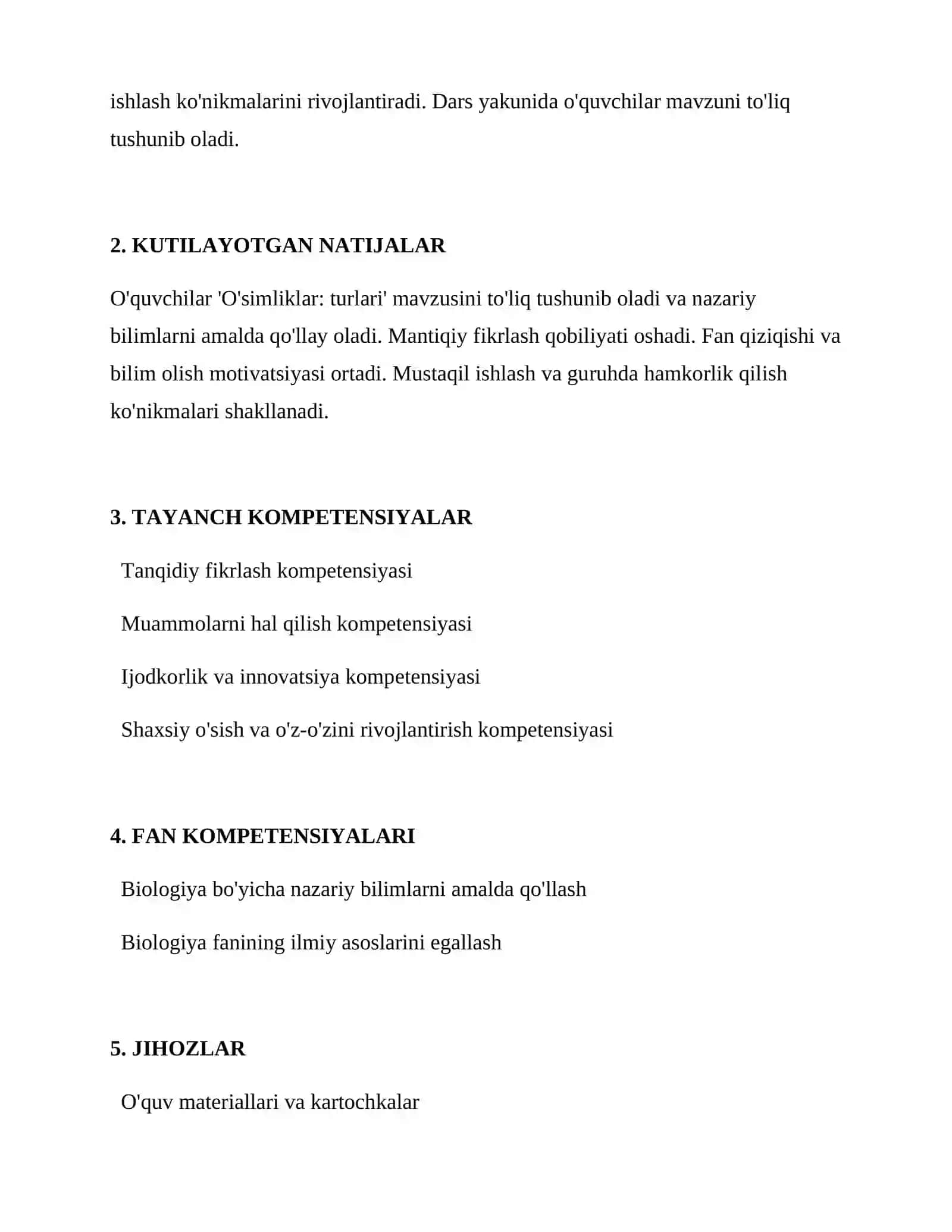 O'simliklar: turlari 2