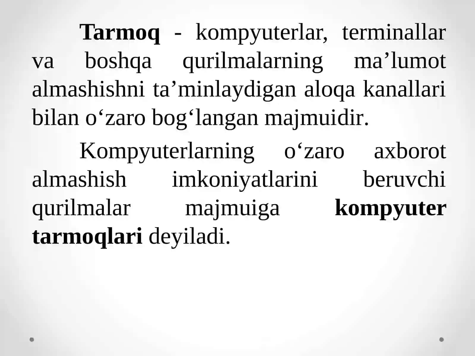 Kompyuter tarmoqlari va tarmoq texnologiyalari 2