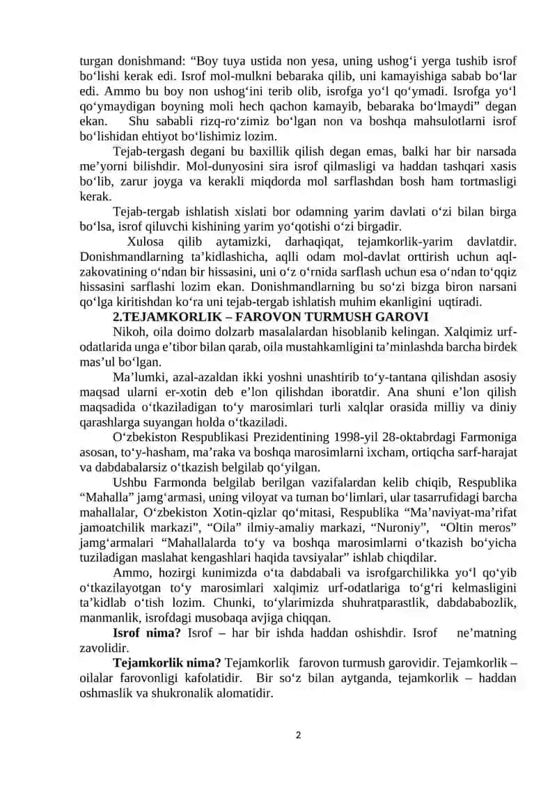 TEJAMKORLIK – FAROVONLIK GAROVI 2