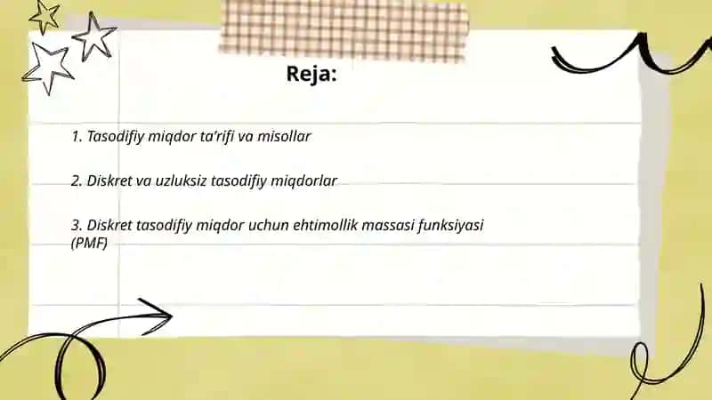 Tasodifiy miqdor to'g'risida tushuncha 2