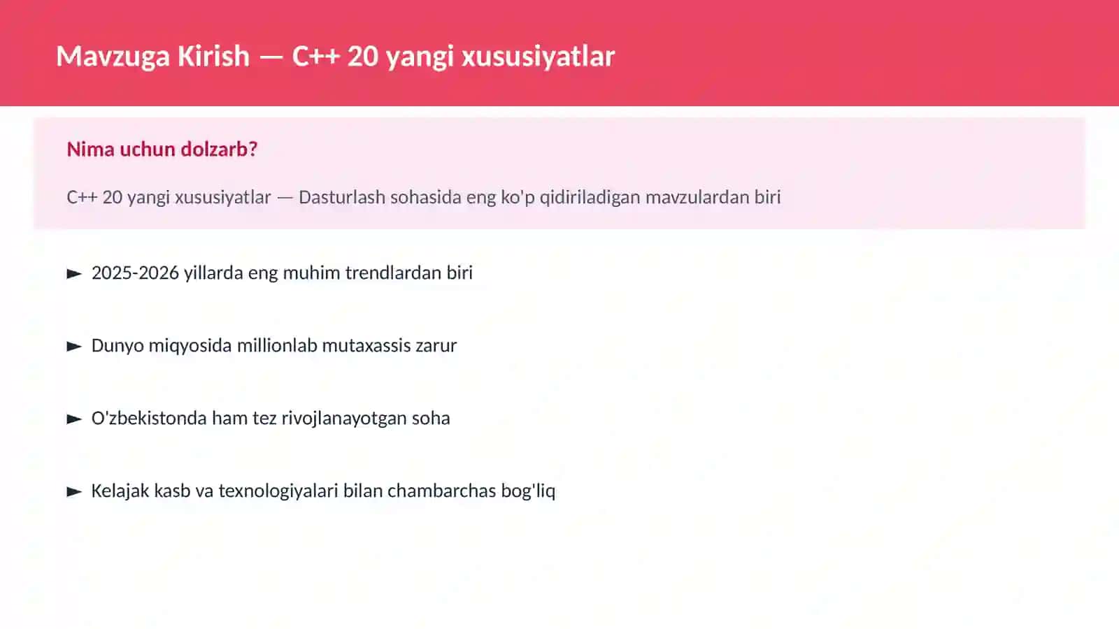 C++ VA TIZIM DASTURLASH 2