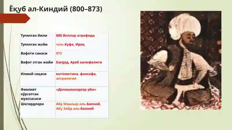 Ёқуб ал-Киндий(800–873) 2