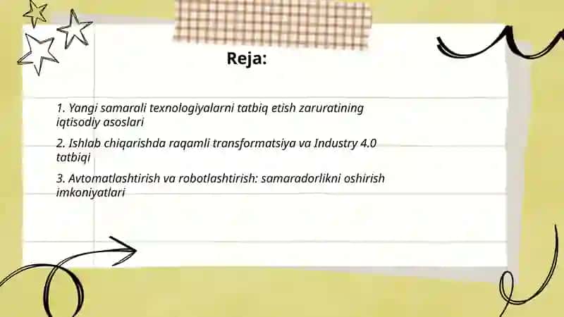 Ishlab chiqarish jarayoniga yangi samarali texnologiyalarni tatbiq etish zarurati vaistiqbollari 2