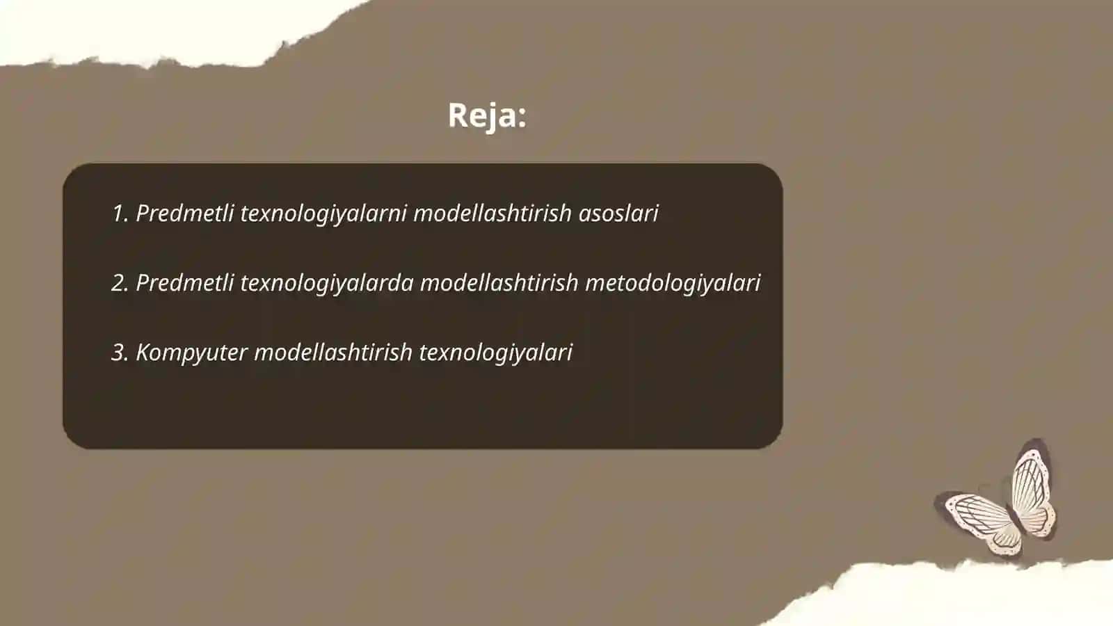 Predmetli texnologiyalarni modellashtirish 2
