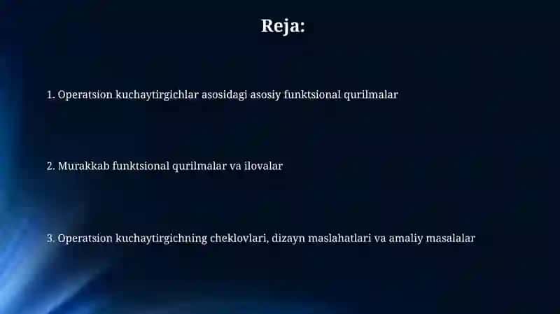 Operatsion kuchaytirgich asosidagi funksional qurulmalar 2