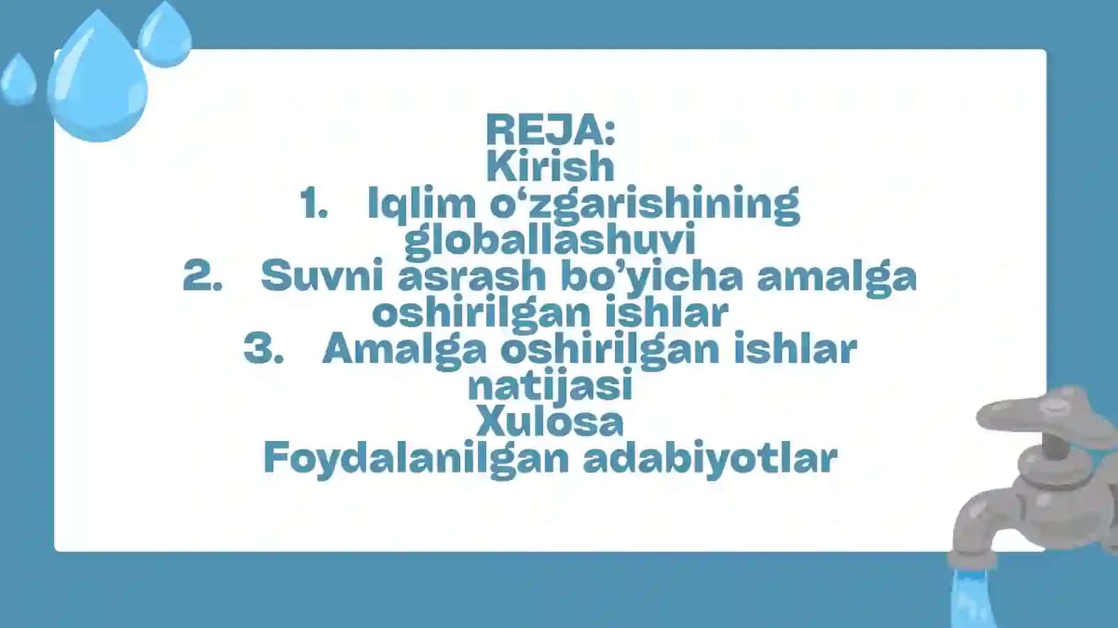 SUV RESURSLARI VA ULARNI MUHOFAZA QILISH 2