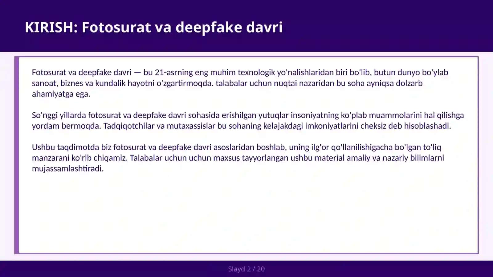 FOTOSURAT VA DEEPFAKE DAVRI 2
