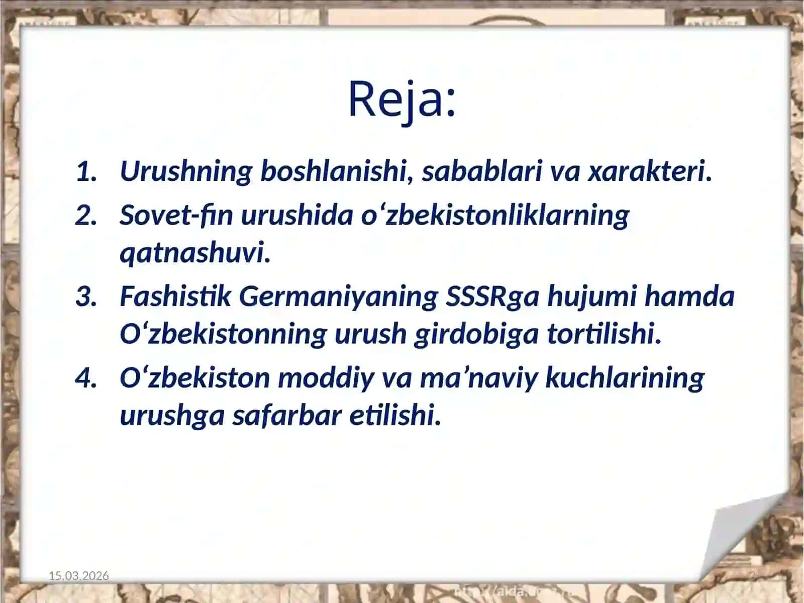 IkkinchijahonurushiningboshlanishivaOʻzbekistonningurushgirdobigatortilishisabablari 2