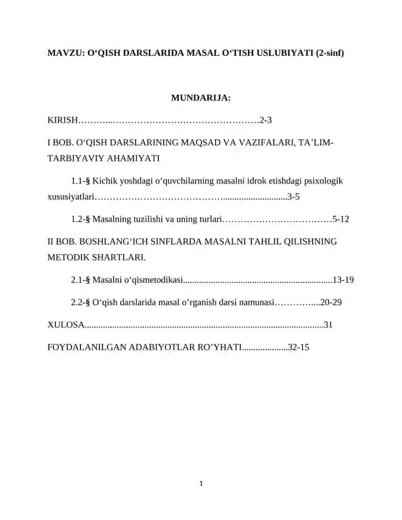 O‘QISH DARSLARIDA MASAL O‘TISH USLUBIYATI (2-sinf) 2