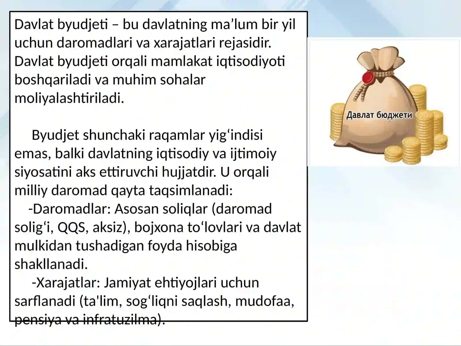 Davlat byudjeti. Byudjet taqchilligi va davlat qarzi 2