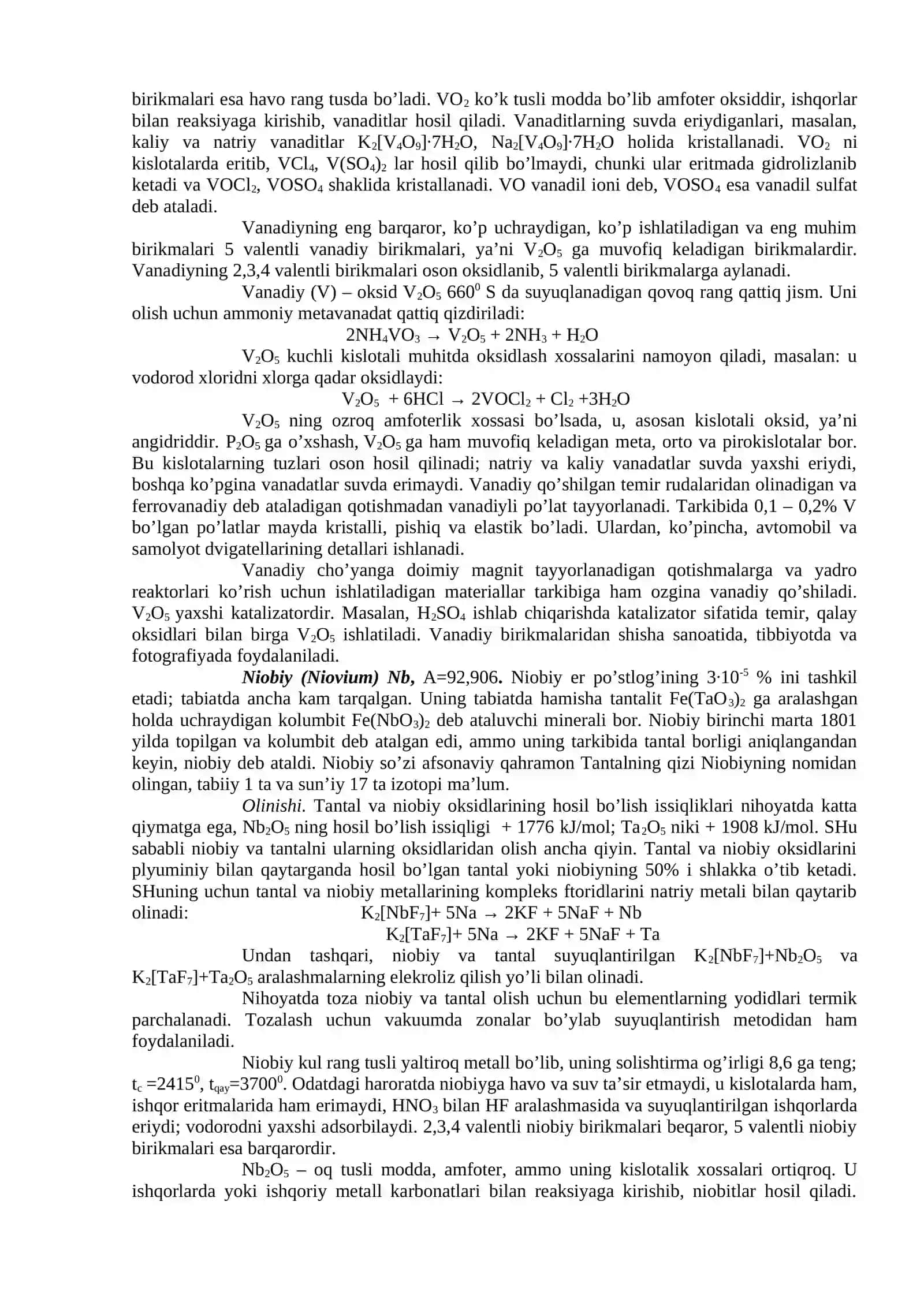 Vanadiy guruhcha elementlariga umumiy tavsif 2