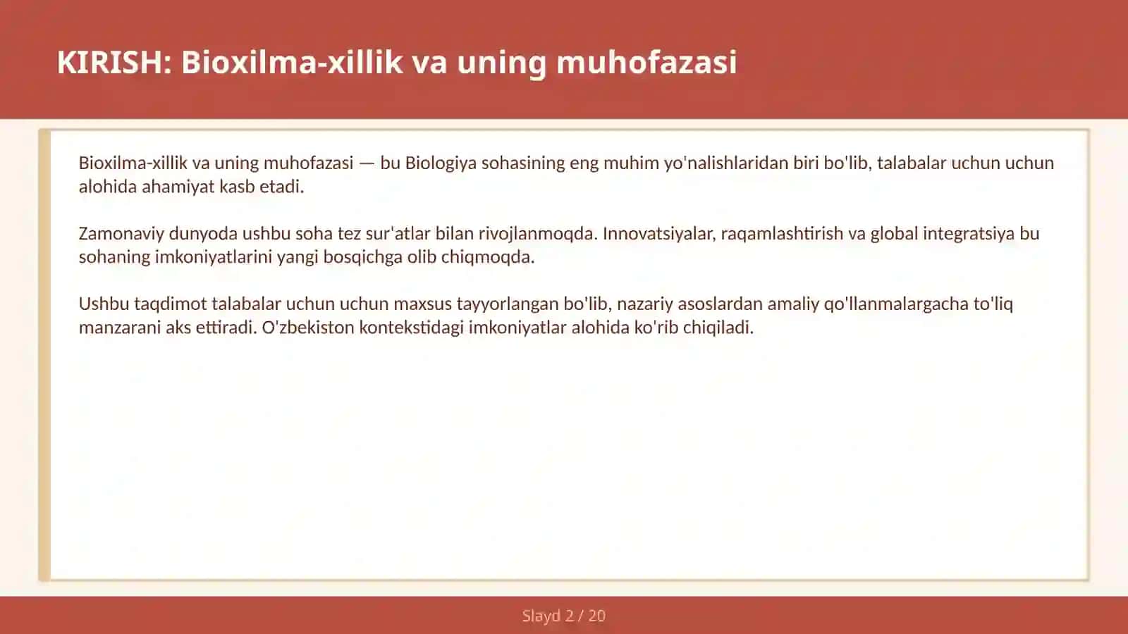 BIOХILMA-ХILLIK VA UNING MUHOFAZASI 2